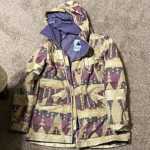 Burton Puffer Jacket in Purple and Tan